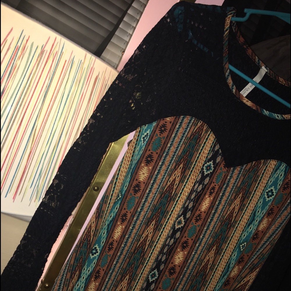 Aztec mesh sleeve dress 3/20